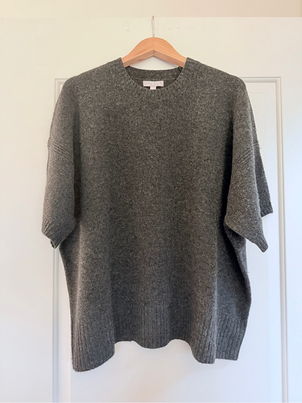 J.Crew Oversized Sweater Tee Charcoal Gray 100% Lambswool XL